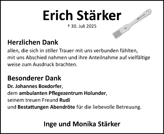 Traueranzeige von Erich Stärker von Schwabacher Tagblatt Lokal