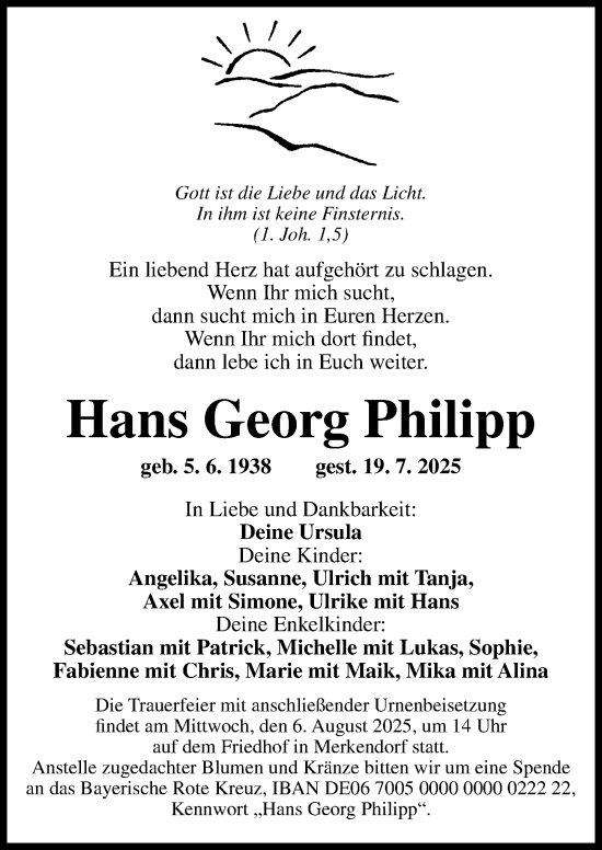 Traueranzeige von Hans Georg Philipp von Altmühl-Bote Lokal