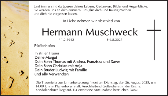 Traueranzeige von Hermann Muschweck von Roth-Hilpoltsteiner Volkszeitung Lokal