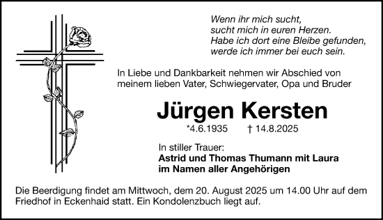 Traueranzeige von Jürgen Kersten von Gesamtausgabe Nürnberger Nachrichten/ Nürnberger Ztg.