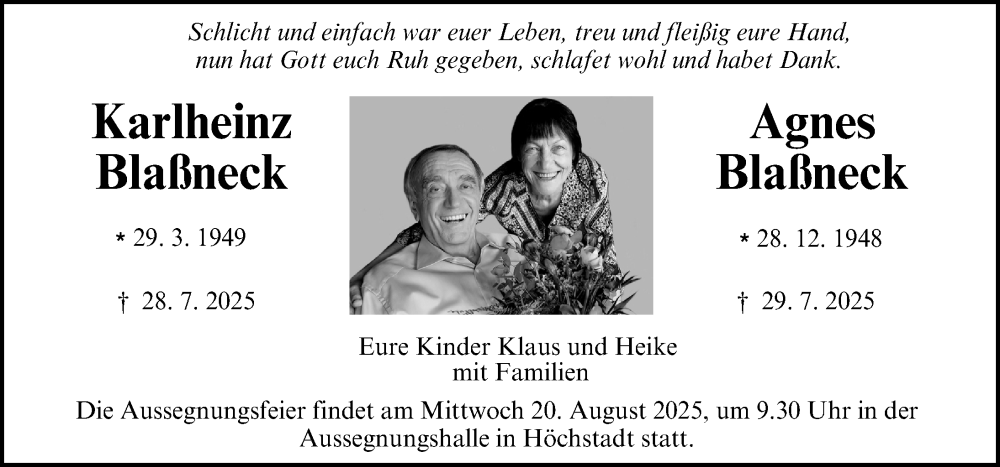  Traueranzeige für Karlheinz  vom 20.08.2025 aus Erlanger Nachrichten Lokal
