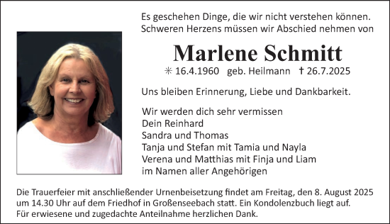Traueranzeige von Marlene Schmitt von Erlanger Nachrichten Lokal