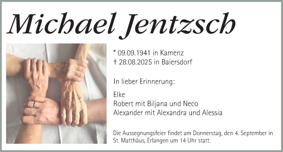 Traueranzeige von Michael Jentzsch von Erlanger Nachrichten Lokal