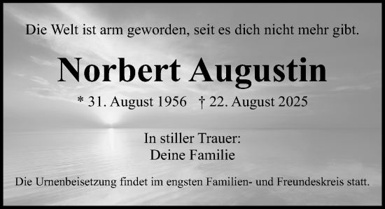 Traueranzeige von Norbert Augustin von Neumarkter Nachrichten Lokal