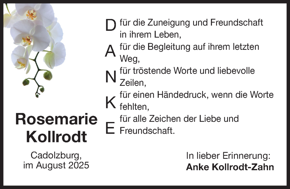  Traueranzeige für Rosemarie Kollrodt vom 30.08.2025 aus Fürther Nachrichten Lokal
