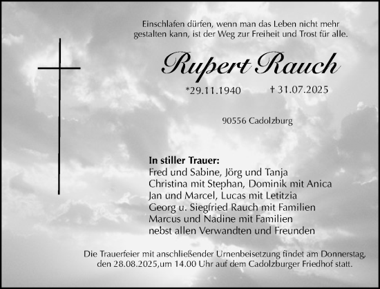 Traueranzeige von Rupert Rauch von Fürther Nachrichten Lokal
