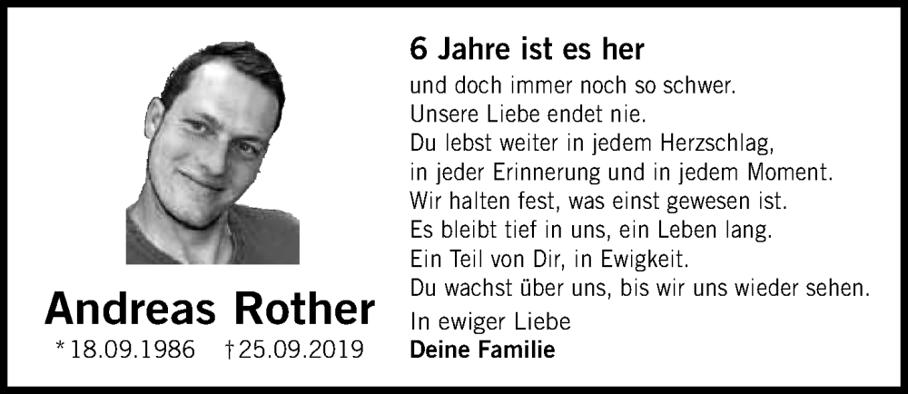  Traueranzeige für Andreas Rother vom 27.09.2025 aus Neumarkter Nachrichten Lokal