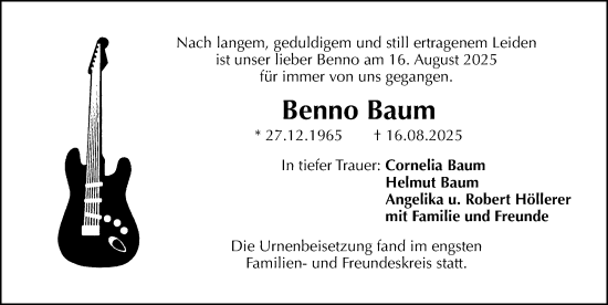 Traueranzeige von Benno Baum von Gesamtausgabe Nürnberger Nachrichten/ Nürnberger Ztg.