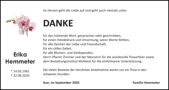 Traueranzeige von Erika Hemmeter von Roth-Hilpoltsteiner Volkszeitung Lokal