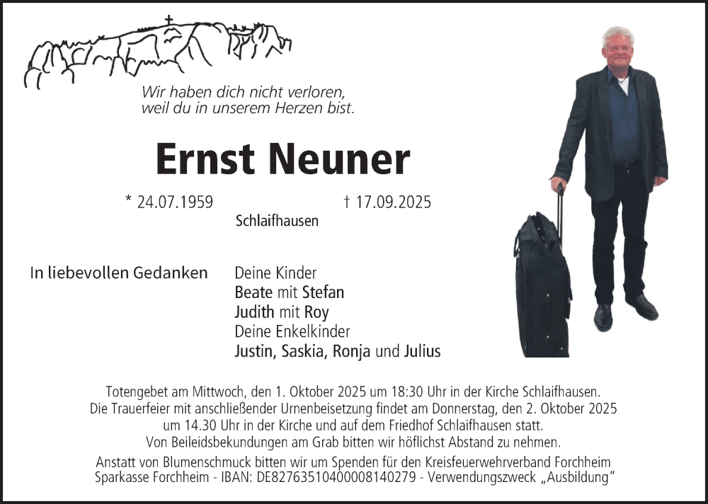  Traueranzeige für Ernst Neuner vom 27.09.2025 aus Nordbayerische Nachrichten Forchheim Lokal
