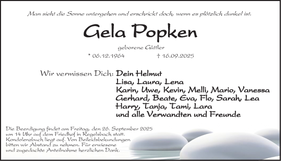 Traueranzeige von Gela Popken von HST,G