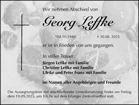Traueranzeige von Georg Leffke von Erlanger Nachrichten Lokal