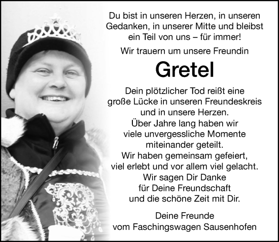 Traueranzeige von Gretel  von Altmühl-Bote Lokal