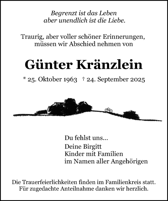 Traueranzeige von Günter Kränzlein von Neumarkter Nachrichten Lokal
