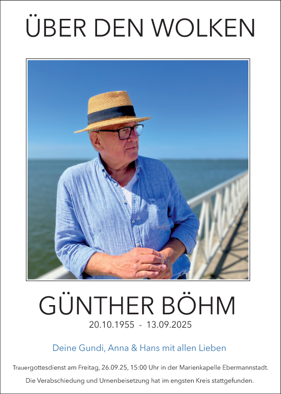 Traueranzeige von Günther Böhm von Nordbayerische Nachrichten Forchheim Lokal