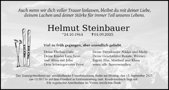 Traueranzeige von Helmut Steinbauer von Altmühl-Bote Lokal