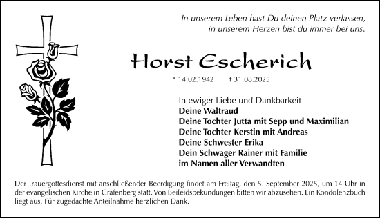 Traueranzeige von Horst Escherich von Nordbayerische Nachrichten Forchheim Lokal