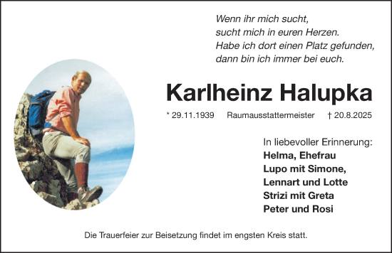 Traueranzeige von Karlheinz Halupka von Roth-Hilpoltsteiner Volkszeitung Lokal
