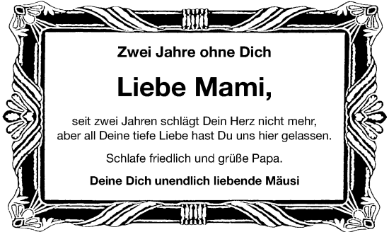 Traueranzeige von Mami  von Erlanger Nachrichten Lokal