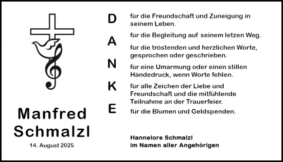 Traueranzeige von Manfred Schmalzl von Gesamtausgabe Nürnberger Nachrichten/ Nürnberger Ztg.