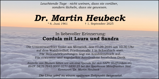 Traueranzeige von Martin Heubeck von Schwabacher Tagblatt Lokal