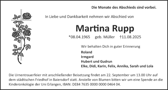 Traueranzeige von Martina Rupp von Erlanger Nachrichten Lokal