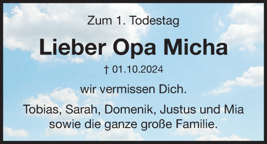 Traueranzeige von Micha  von Fürther Nachrichten Lokal