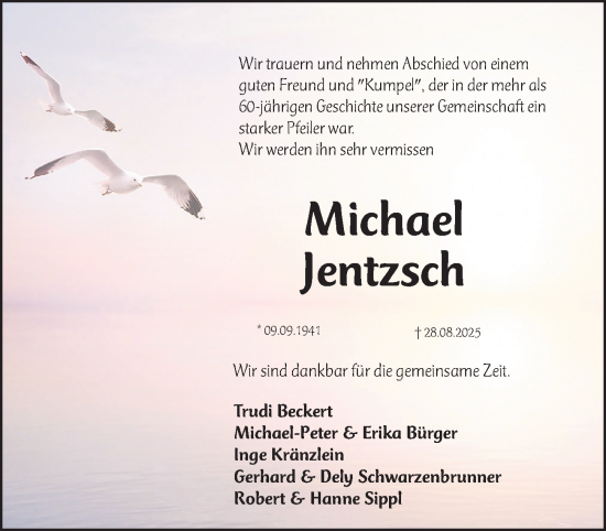 Traueranzeige von Michael Jentzsch von Erlanger Nachrichten Lokal