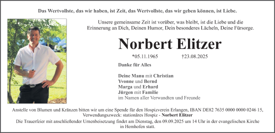 Traueranzeige von Norbert Elitzer von Erlanger Nachrichten Lokal