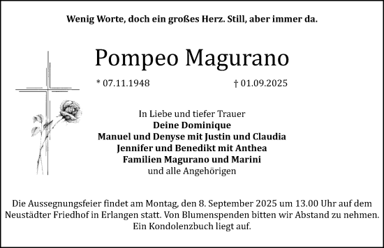 Traueranzeige von Pompeo Magurano von Erlanger Nachrichten Lokal