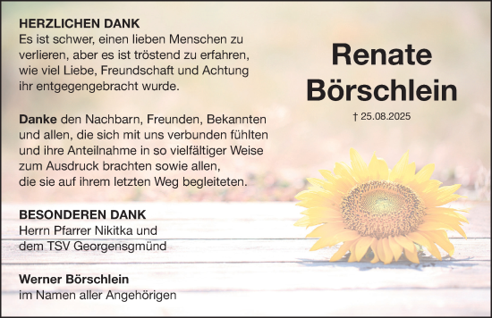 Traueranzeige von Renate Börschlein von Roth-Hilpoltsteiner Volkszeitung Lokal