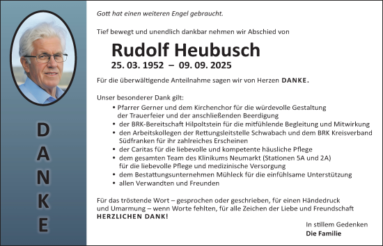 Traueranzeige von Rudolf Heubusch von Roth-Hilpoltsteiner Volkszeitung Lokal