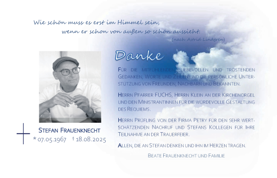 Traueranzeige von Stefan Frauenknecht von Neumarkter Nachrichten Lokal