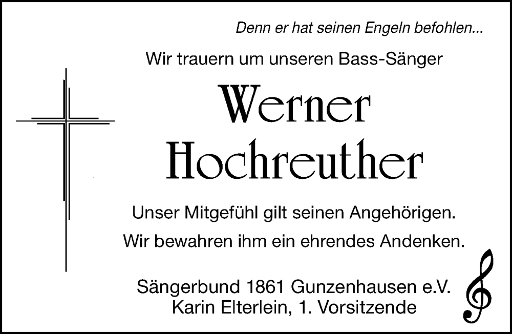  Traueranzeige für Werner Hochreuther vom 20.09.2025 aus Altmühl-Bote Lokal