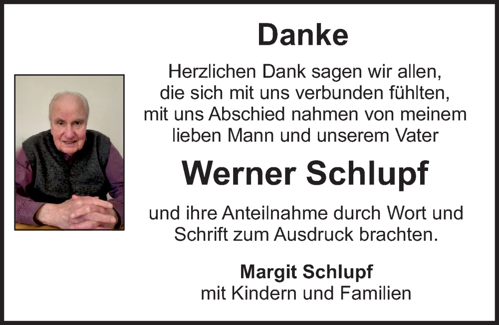  Traueranzeige für Werner Schlupf vom 06.09.2025 aus Schwabacher Tagblatt Lokal