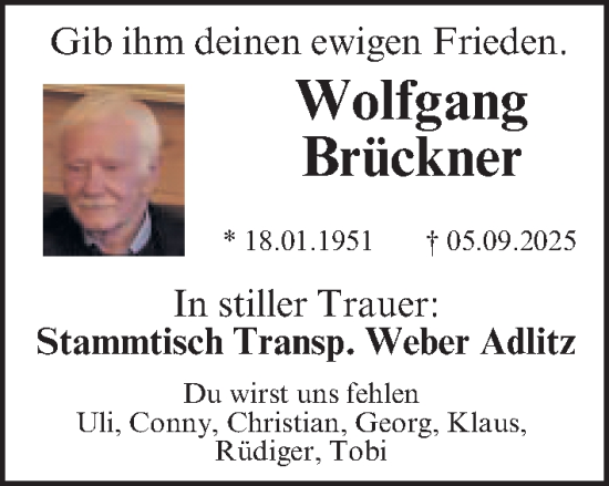 Traueranzeige von Wolfgang Brückner von Erlanger Nachrichten Lokal