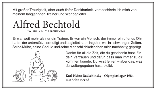 Traueranzeige von Alfred Bechtold von Neumarkter Nachrichten Lokal