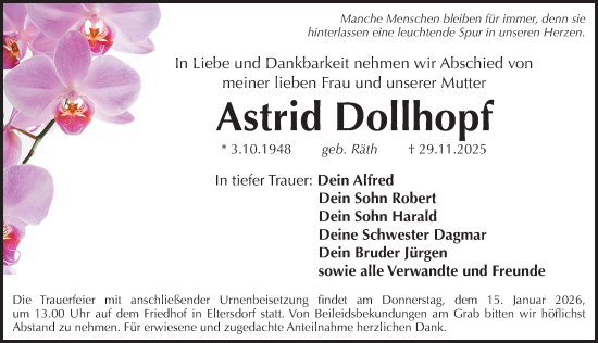 Traueranzeige von Astrid Dollhopf von Erlanger Nachrichten Lokal