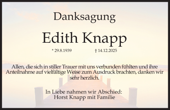 Traueranzeige von Edith Knapp von Schwabacher Tagblatt Lokal