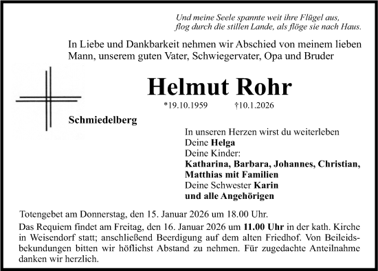 Traueranzeige von Helmut Rohr von Nordbayerische Nachrichten Herzogenaurach Lokal