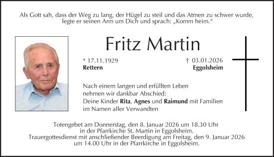 Traueranzeige von Fritz Martin von Nordbayerische Nachrichten Forchheim Lokal