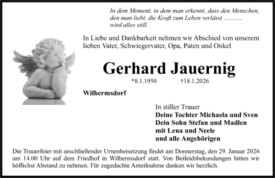 Traueranzeige von Gerhard Jauernig von Fürther Nachrichten Lokal