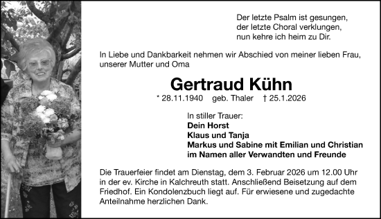 Traueranzeige von Gertraud Kühn von Gesamtausgabe Nürnberger Nachrichten/ Nürnberger Ztg.
