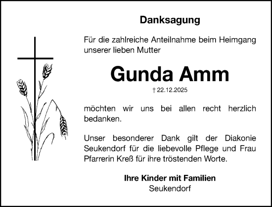 Traueranzeige von Gunda Amm von Fürther Nachrichten Lokal