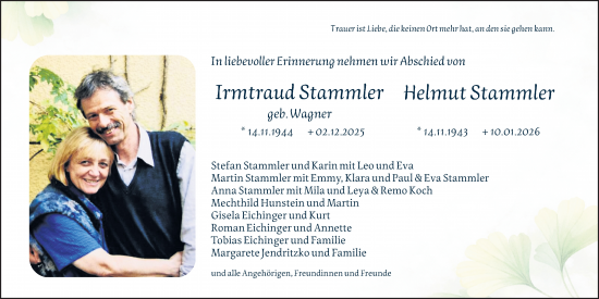 Traueranzeige von Helmut Stammler von Nordbayerische Nachrichten Forchheim Lokal