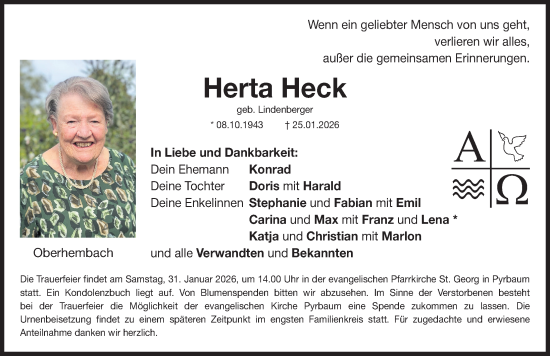 Traueranzeige von Herta Heck von Neumarkter Nachrichten Lokal