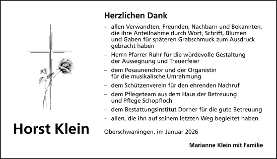 Traueranzeige von Horst Klein von Altmühl-Bote Lokal