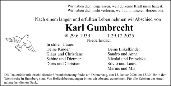 Traueranzeige von Karl Gumbrecht von Erlanger Nachrichten Lokal
