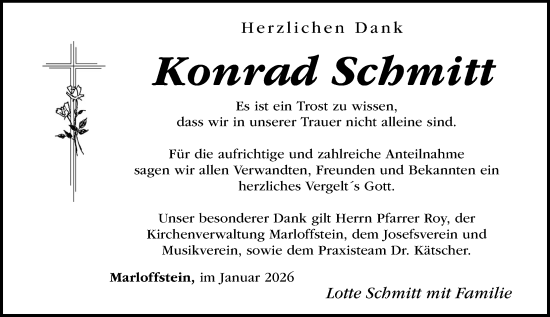 Traueranzeige von Konrad Schmitt von Erlanger Nachrichten Lokal