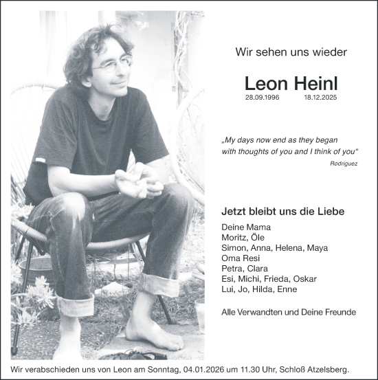 Traueranzeige von Leon Heinl von Erlanger Nachrichten Lokal